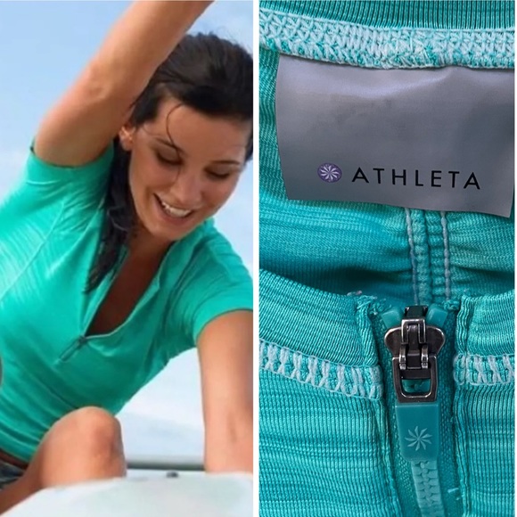 Athleta Tops - Athleta Pacifica Catalina Green Half Zip Top